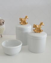 Kit Higiene Porcelana Bebê Moderno Quarto Banho K015 Cavalo