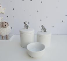 Kit Higiene Porcelana Bebê Moderno Quarto Banho K015 Ursa