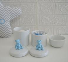 Kit Higiene Porcelana Bebê Moderno Quarto Banho K015 Urso