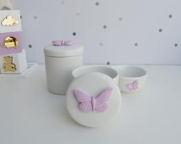 Kit Higiene Porcelana Bebê Moderno Quarto K015 Borboleta - Ciranda Arte Criativa