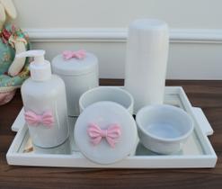 Kit Higiene Porcelana Bebê Moderno Quarto Menina K195 Rosa