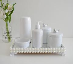 Kit Higiene Porcelana Bebê Prata Bandeja Perola Térmica K048