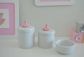 Kit Higiene Porcelana Bebê Rosa Bandeja Coroa Nuvem Ovelha Passarinho Flor Molhadeira Menina - Ciranda arte - criativa