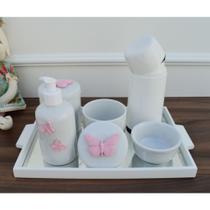 Kit Higiene Porcelana Bebê Rosa Moderno Bancada Menina K195