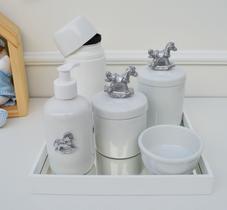 Kit Higiene Porcelana Bebê Térmica Bandeja Banho K010 Cavalo