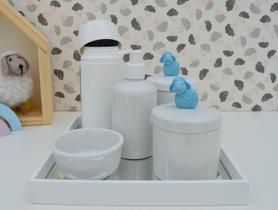 Kit Higiene Porcelana Bebê Térmica Bandeja Banho K010 Ovelha