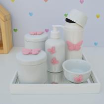 Kit Higiene Porcelana Bebê Térmica Bandeja K010 Borboleta - Ciranda Arte Criativa