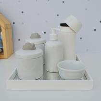 Kit Higiene Porcelana Bebê Térmica Bandeja Quarto K010 Nuvem - Ciranda Arte Criativa