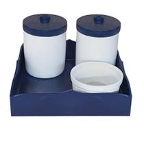 Kit Higiene Porcelana com Bandeja cor Azul Marinho - Bia Baby Decor