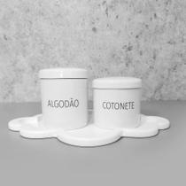 Kit higiene porcelana com bandeja nuvem words