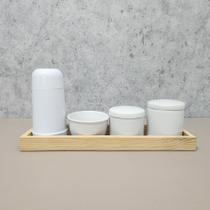 Kit Higiene Porcelana com Bandeja Retangular Grande Branco