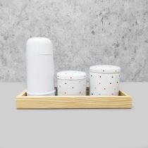 Kit Higiene Porcelana com Bandeja Retangular Média Branco Poá Color