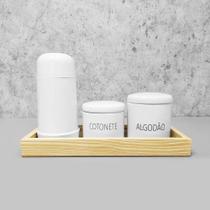 Kit Higiene Porcelana com Bandeja Retangular Média Words Kit Higiene Porcelana com Bandeja Retangular Média Words