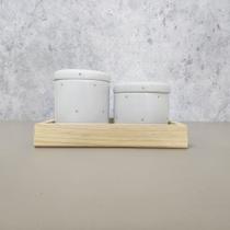 Kit Higiene Porcelana com Bandeja Retangular Pequena Verde Poá