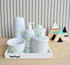 Kit Higiene Porcelana K042 Nuvem Cinza Amarelo Azul Rosa Verde Térmica Potes Bandeja Cílios Kit Higiene Porcelana K042 Nuvem Cinza Amarelo Azul Rosa Verde Térmica Potes Bandeja Cílios