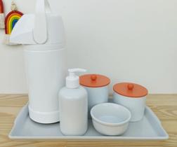 Kit Higiene Porcelanas Cuidados Bebê Banho Quarto Moderno