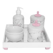 Kit Higiene Porcelanas Molhadeira Bebê Provençal Rosa Menina
