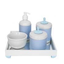 Kit Higiene Porcelanas Molhadeira Provençal Azul Bebê Menino