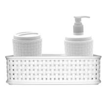 Kit Higiene Rattan Organizador Porta Sabonete Porta Algodão