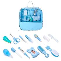 Kit Higiene Recém Nascido Azul Termômetro Digital Colher