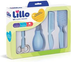 Kit Higiene Recém Nascido - Lillo Aspirador Nasal/Kit Unha/Escova e Pente/ Infantil Azul
