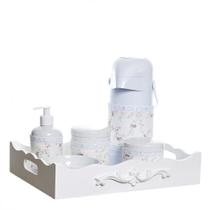 Kit Higiene Resina Arabesco Com Porta Álcool-Gel E Capa Quarto Bebê Infantil Menina