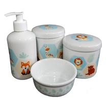 Kit Higiene Safari Raposa Bebe Porcelana Molhadeira Portagel - Galeria Baby