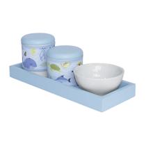 Kit Higiene Slim Azul Capa Fundo Do Mar Quarto Bebê Infantil Unissex