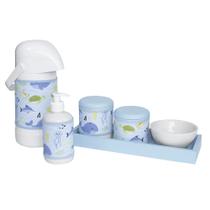 Kit Higiene Slim Azul Garrafa Grande Capa Fundo Do Mar Quarto Bebê Infantil Unissex