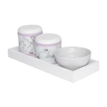 Kit Higiene Slim Branco Capa Rosa Provençal Quarto Bebê Menina Kit Higiene Slim Branco Capa Rosa Provençal Quarto Bebê Menina