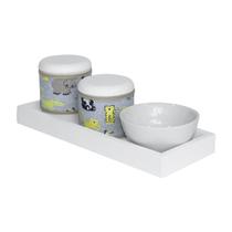 Kit Higiene Slim Branco Capa Safári Quarto Bebê Menina Menino