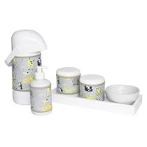 Kit Higiene Slim Branco Garrafa Grande Capa Safári Quarto Bebê Menina Menino