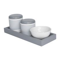 Kit Higiene Slim Cinza Capa Cinza Liso Quarto Bebê Infantil Menina Menino Kit Higiene Slim Cinza Capa Cinza Liso Quarto Bebê Infantil Menina Menino