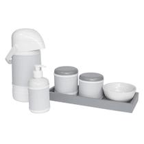 Kit Higiene Slim Cinza Garrafa Grande Capa Cinza Liso Quarto Bebê Infantil Menina Menino Kit Higiene Slim Cinza Garrafa Grande Capa Cinza Liso Quarto Bebê Infantil Menina Menino