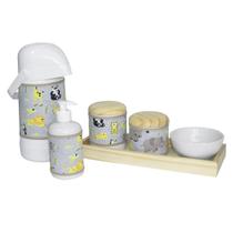 Kit Higiene Slim Pinus Garrafa Grande Capa Safári Quarto Bebê Menina Menino