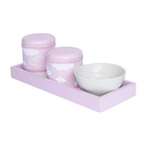 Kit Higiene Slim Rosa Capa Nuvem Chevron Rosa Quarto Bebê Menina Kit Higiene Slim Rosa Capa Nuvem Chevron Rosa Quarto Bebê Menina