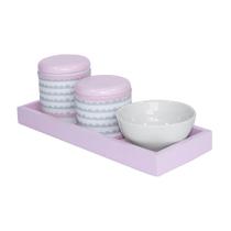 Kit Higiene Slim Rosa Capa Ondinha Rosa Quarto Bebê Menina