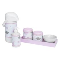 Kit Higiene Slim Rosa Garrafa Grande Capa Chuva De Amor Rosa Quarto Bebê Menina