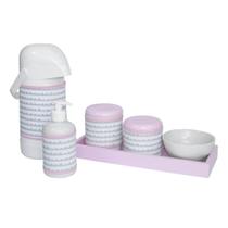Kit Higiene Slim Rosa Garrafa Grande Capa Ondinha Rosa Quarto Bebê Menina