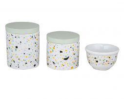 Kit Higiene Terrazo verde e branco Kit Higiene Terrazo verde e branco