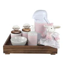 Kit Higiene Toys Escuro Ovelha Rosa Quarto Bebê Infantil Menina