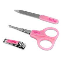 Kit Higiene Unhas Bebe 3 peças Tesoura Cortador Lixa com Estojo Rosa - PAIS E FILHOS Kit Higiene Unhas Bebe 3 peças Tesoura Cortador Lixa com Estojo Rosa - PAIS E FILHOS
