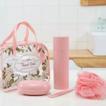 Kit higiene Viagem 5 peças com bolsa pente saboneteira ducha organizador dia a dia completa multiuso