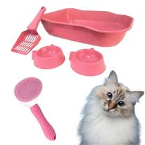 Kit Higiênico Caixa De Areia E Escova Rasqueadeira