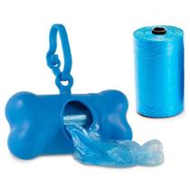 Kit higiênico coleiras cata caca coco formato ossinho - azul - Bbb Pet