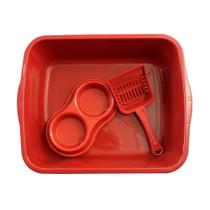 Kit Higienico Gatos Elite Vermelho Bandeja + Pá + Comedouro Kit Higienico Gatos Elite Vermelho Bandeja + Pá + Comedouro