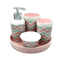 Kit Higiênico Infantil Com 5 Peças Porcelana Listras Amigold