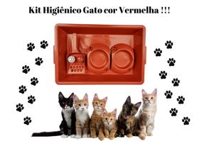 Kit Higiênico Para Gato Pet Bandeja Pá Comedouro e Brinquedo