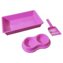 Kit Higiênico Para Gatos Adultos E Filhotes - Rosa - Four Plastic