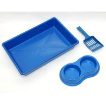 Kit higiênico para gatos c/ 3 itens azul